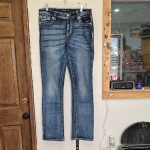 Miss Me Distressed Medium Blue Slim Boot